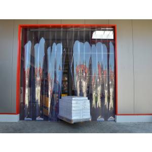 Rideau à lanières en PVC, lamelles 200 x 2 mm transparentes, hauteur 2,50 m, largeur 1,95 m (1,40 m), acier inoxydable