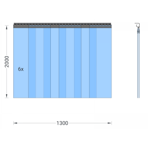 Rideau à lanières en PVC, lamelles 300 x 3 mm transparentes, hauteur 2,00 m, largeur 1,50 m (1,30 m), galvanisé